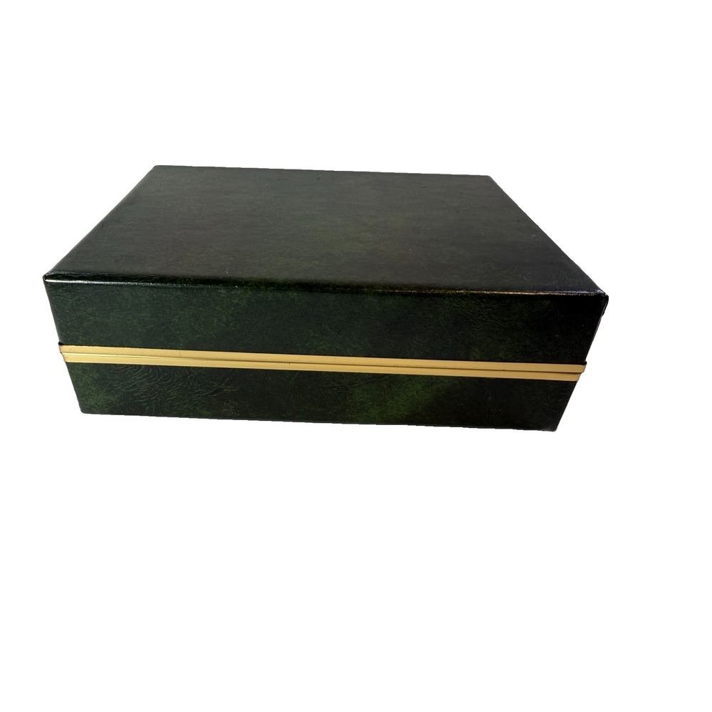 Vintage Country Club Golf Gift Box Empty Case with Polished Brass Metal Accent